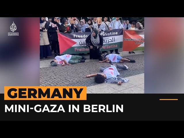 Protesters recreate mini-Gaza scene in Berlin to highlight suffering | AJ #Shorts