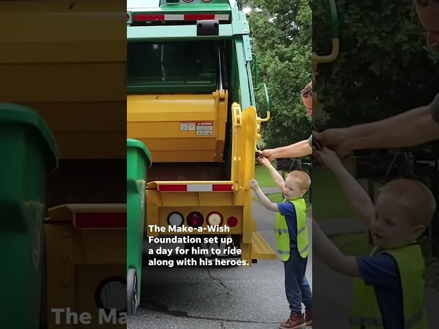 ⁣Four-year old granted garbage man dream through Make-a-Wish Foundation #Shorts