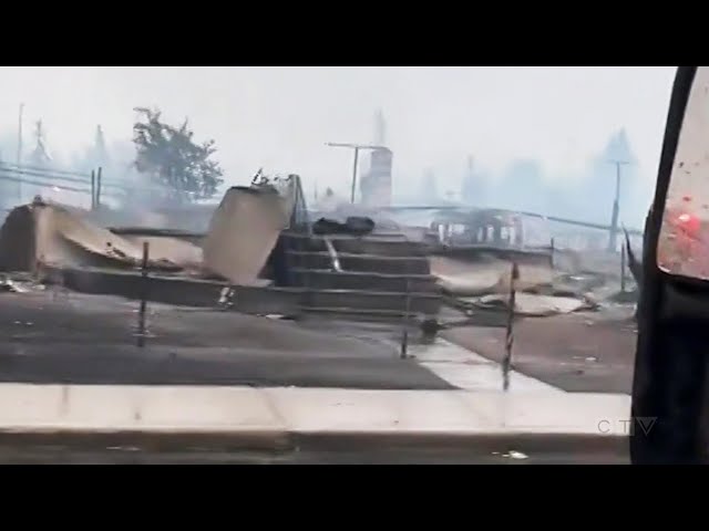 Video shows trail of destruction in Jasper after wildfire