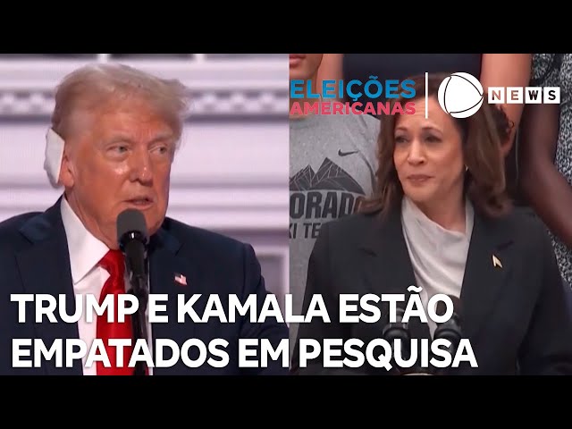 Donald Trump e Kamala Harris estão empatados em pesquisa