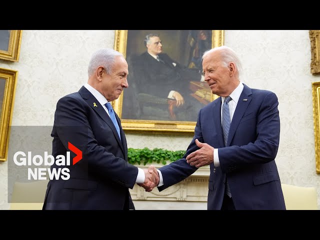 ⁣Biden, Harris meet Israel's Netanyahu over Gaza ceasefire