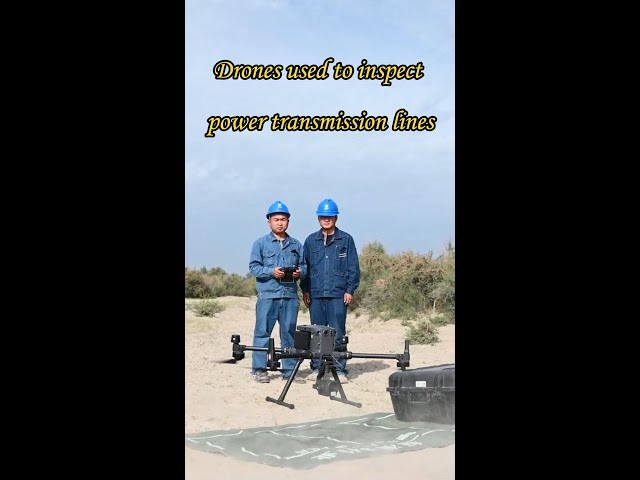 ⁣Drones inspect power transmission lines in China's Xinjiang