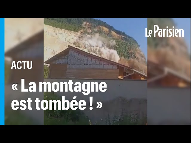 ⁣Un pan de montagne s'effondre et ensevelit une route en Isère
