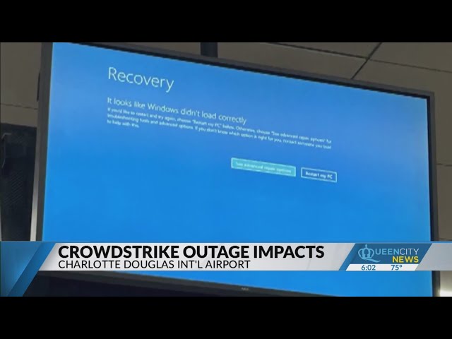 ⁣Global tech outage update at Charlotte Airport