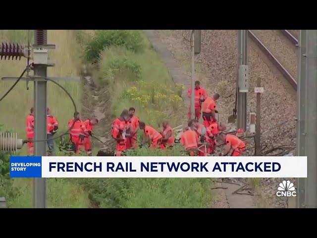 ⁣France's high-speed rail network hit by arson attacks, canceling trains ahead of Olympics