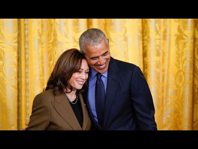 ⁣'Couldn't be prouder to endorse you': Barack and Michelle Obama back Kamala Harris