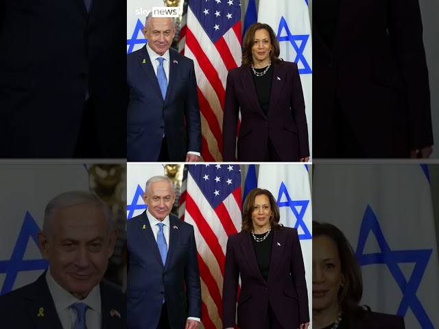 ‘We have a lot to talk about’: Kamala Harris shakes hands with Netanyahu