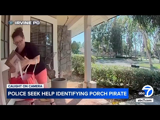 ⁣Porch pirate caught on video stealing package from Irvine home