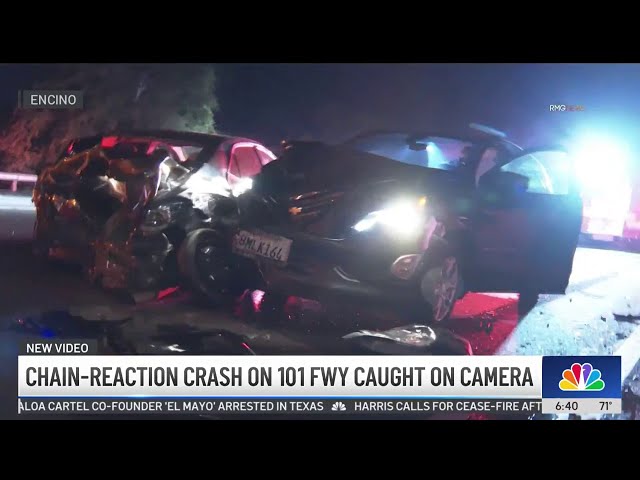 ⁣Chain-reaction crash on 101 caught on camera