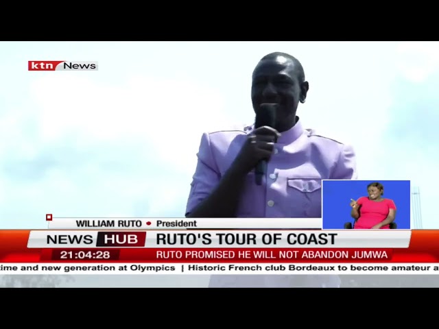 President Ruto starts  4-day tour in the coast, he promised not to abandon Aisha Jumwa