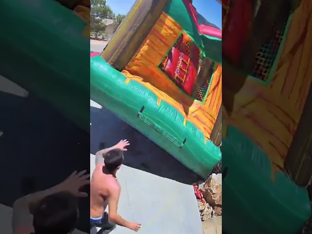 ⁣Dramatic video shows bounce house flying away in wind #Shorts