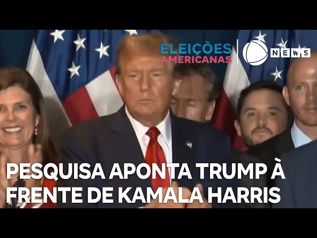 ⁣Pesquisa aponta Donald Trump à frente de Kamala Harris nas intenções de voto
