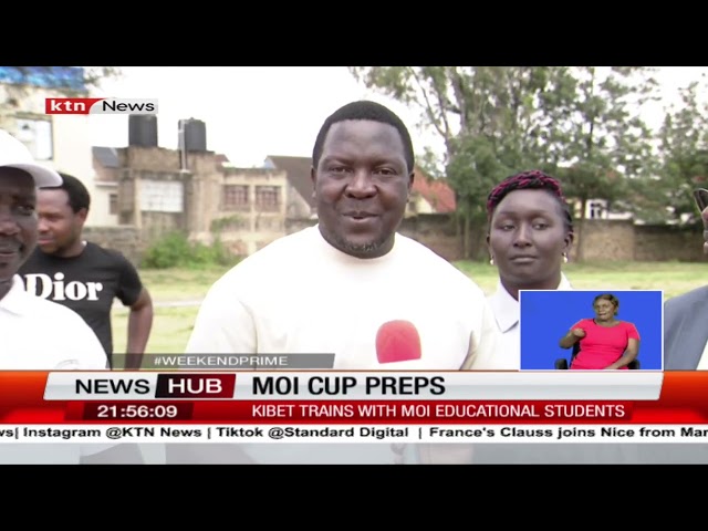 ⁣Kibet trains with Moi Educational students, preparing for Moi Cup net month