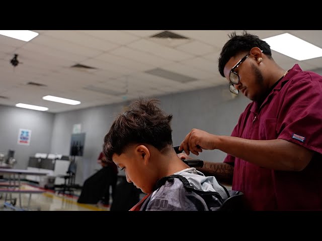 ⁣Back to school haircuts at Vineland Elementary School District