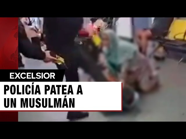 ⁣Policía patea la cabeza de un musulmán durante revisión en aeropuerto de Manchester