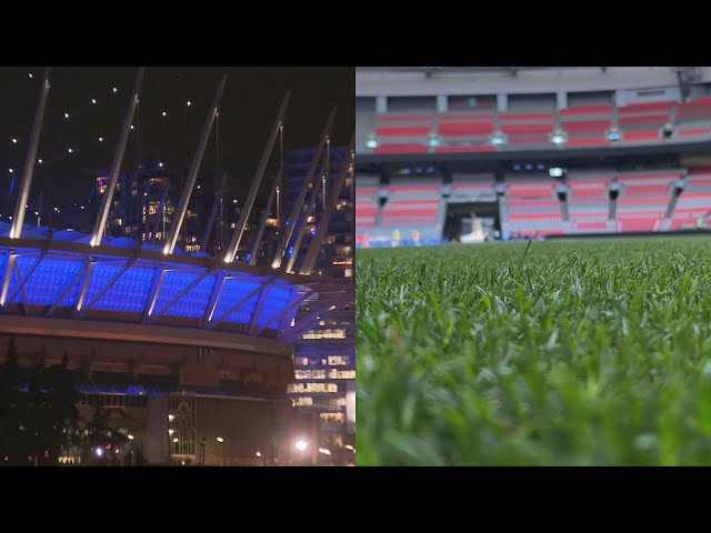⁣BC Place installs real grass ahead of Whitecaps match vs. Wrexham AFC