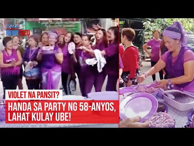 ⁣Violet na pansit?! Handa sa party ng 58-anyos, lahat kulay ube! | GMA Integrated Newsfeed