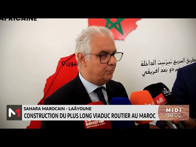 ⁣Sahara Marocain - Laâyoune : Construction du plus long viaduc routier au Maroc