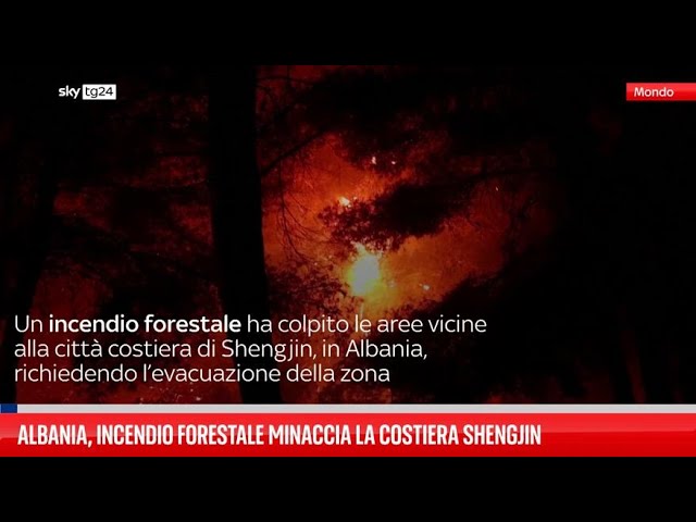 ⁣Albania, incendio forestale minaccia la costiera Shengjin