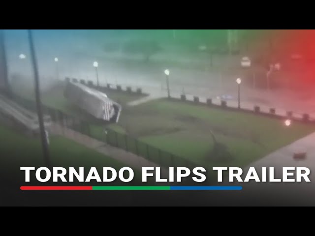 ⁣Scary! Likely tornado flips trailer in Tennessee