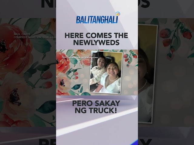 ⁣Bagong kasal, sumakay sa truck dahil sa baha papunta sa reception #shorts | Balitanghal