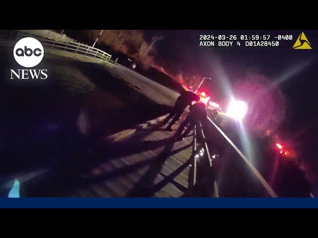 ⁣New video from Baltimore bridge collapse