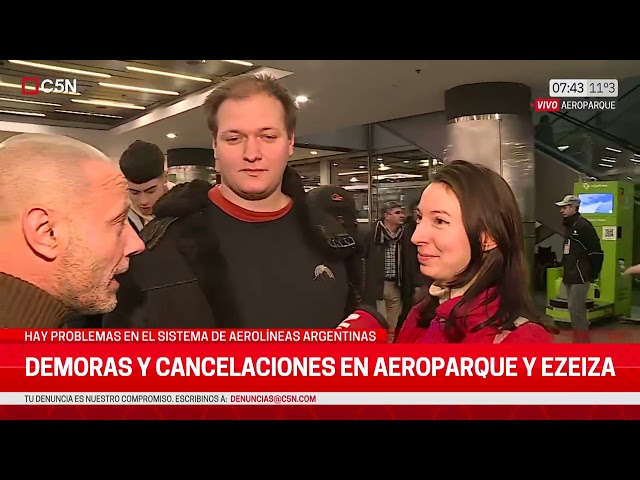 ⁣DEMORAS y CANCELACIONES en AEROPARQUE por una FALLA TÉCNICA en el SISTEMA de AEROLÍNEAS ARGENTINAS