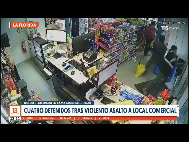 Quedaron atrapados en el local: 4 delincuentes detenidos tras asalto en La Florida