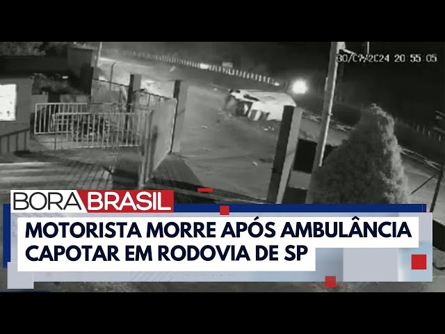 ⁣Ambulância capota diversas vezes em rodovia Mogi-Bertioga, em SP | Bora Brasil