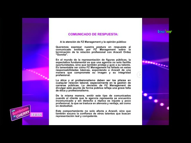 La agencia que representa a Gomita, lanzo un comunicado