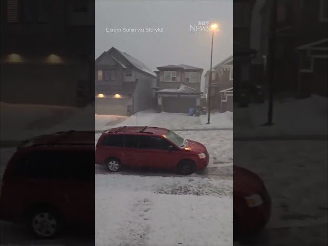 ⁣Severe storm blankets parts of Calgary in hail