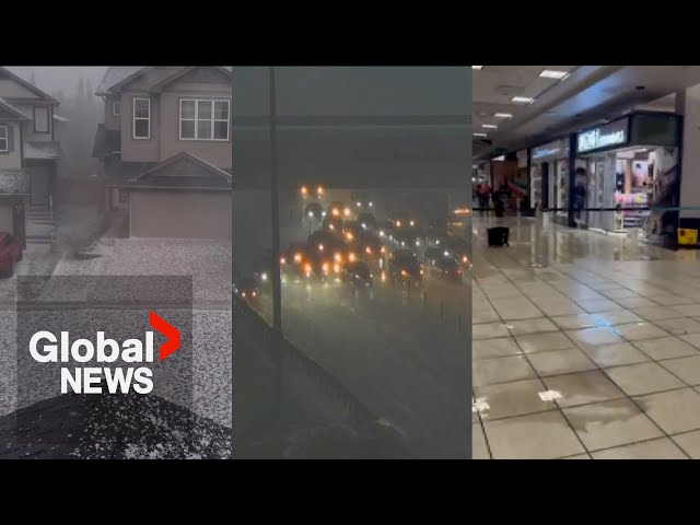 ⁣Alberta storms: Calgary airport terminal damaged as hail, heavy rains hit city