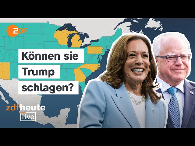 ⁣Harris zieht mit Minnesota-Gouverneur Walz als Vize in US-Präsidentschaftswahlkampf | ZDFheute live