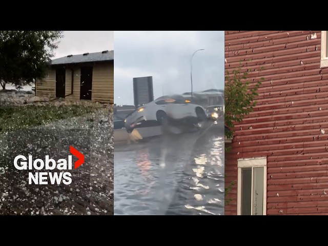 ⁣Calgary storm: Large hail smashes windows, damages cars and homes