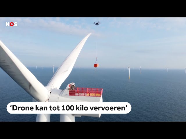 ⁣Deze XL-drone levert pakketten aan windturbines