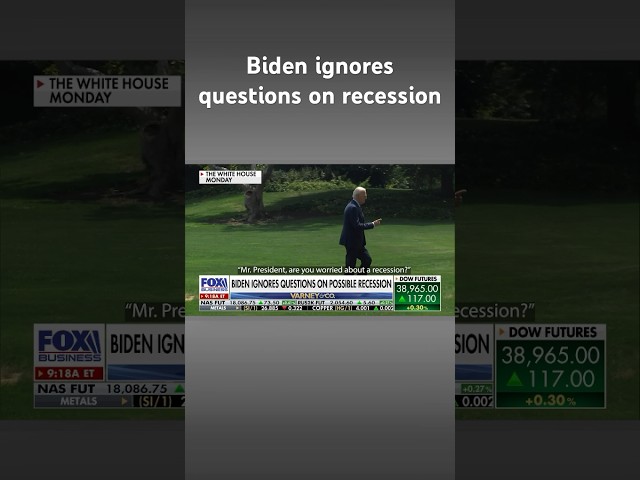 ⁣President Biden walks away from reporter questions about recession #shorts