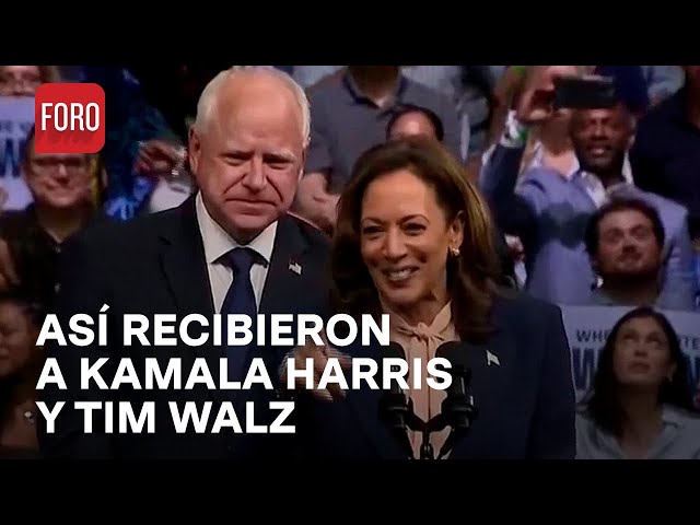 Kamala Harris y Tim Walz realizan su primer mitin en Filadelfia, así los recibieron - A Las Tres