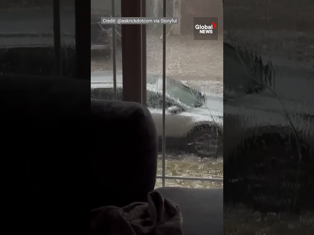 ⁣Hail and rain flood Calgary airport, destroy homes and vehicles #HailStorm