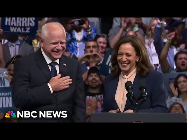 ⁣Harris introduces Walz as a 'patriot' and 'leader' at Philadelphia rally