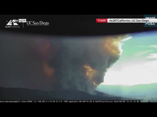 ⁣Park Fire, timelapse dell'incendio che brucia la California