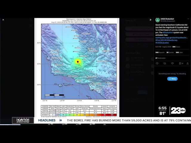 ⁣6am Live Update: 5.2 magnitude earthquakes shakes Kern County