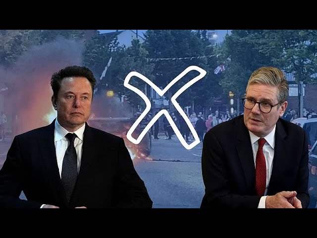 ⁣Elon Musk and Keir Starmer in online battle as riots grip UK