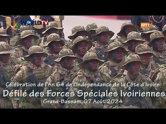 Côte d'Ivoire - Célébration de l'An 64 de l'Indépendance : Défilé des Forces Spéciale