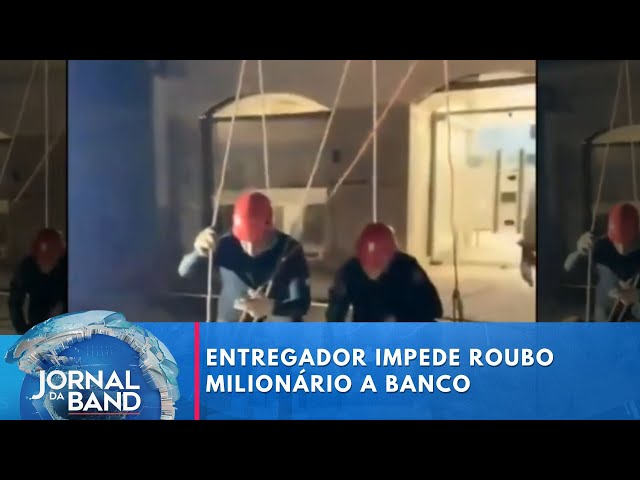 Entregador impede, por acaso, roubo milionário a banco | Jornal da Band