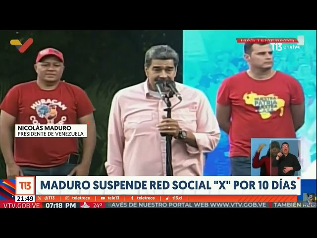 Nicolás Maduro suspende red social "X" por 10 días