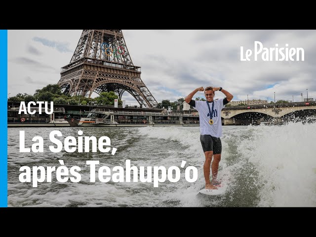 ⁣Après Tahiti, Le médaillé d'or Kauli Vaast surfe sur la Seine