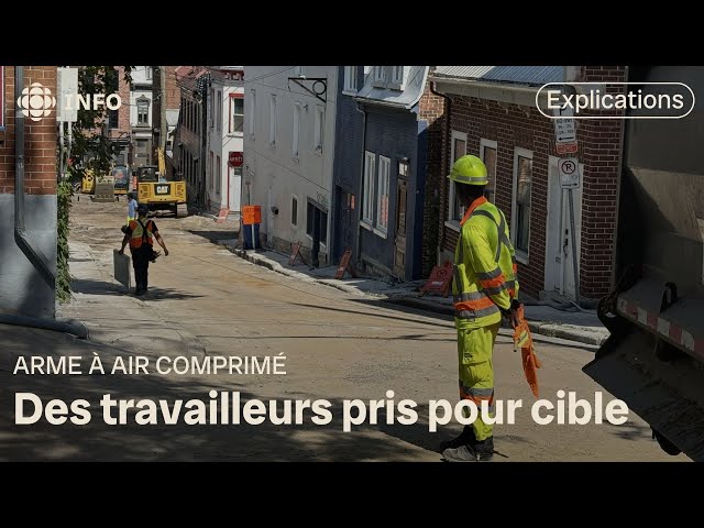 ⁣Un jeune tire vers un chantier avec une arme à air comprimé