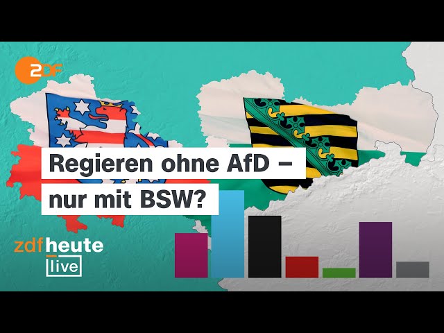 ⁣Vor Landtagswahlen: AfD laut Politbarometer weiter stark, Zustimmung zum BSW wächst | ZDFheute live