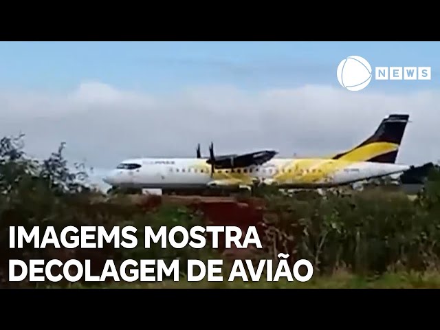 ⁣Imagem mostra decolagem de avião no Aeroporto de Cascavel