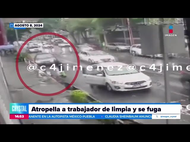 ⁣VIDEO: Conductor arrolla a trabajador de limpia en la CDMX